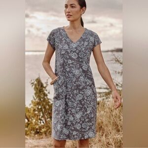 J. Jill Pure Jill Easy Knit Two Pocket Gray Floral Dress Women’s Size Large